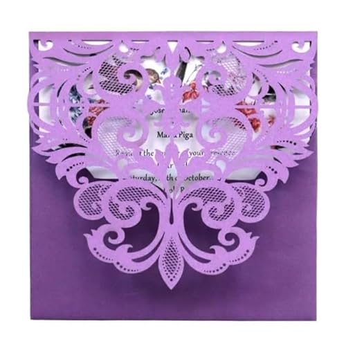 ZHAOYUQI Hochzeitskarte 10 Teile/los Einladungen Platz Hochzeit Einladung Karte Grußkarte Mit Leere Innere Karte Hochzeitseinladungskarten(Purple) von ZHAOYUQI