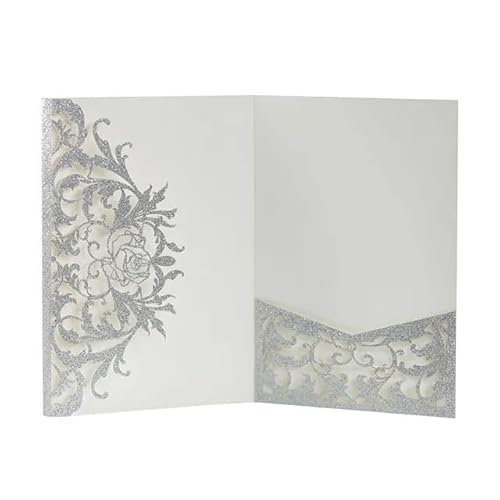 ZHAOYUQI Hochzeitskarte 10 Teile/los Glitter Papier Einladungskarten Gold Silber Rosa Blau Party Hochzeit Einladungskarten Hochzeit Gefälligkeiten Grußkarten Hochzeitseinladungskarten(Silver) von ZHAOYUQI
