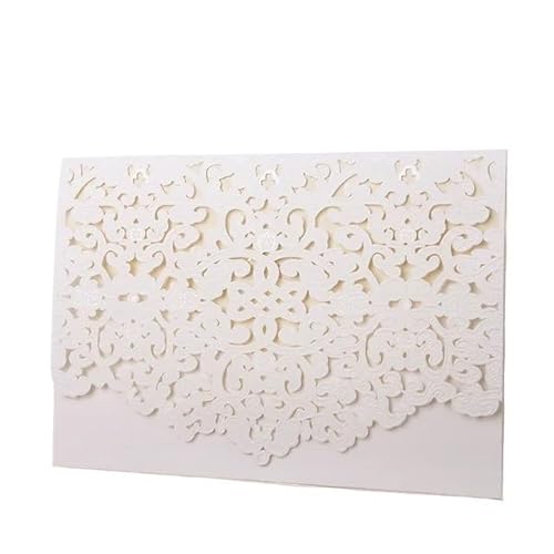 ZHAOYUQI Hochzeitskarte 10 Teile/los Hochzeit Einladung Karten Beige Weiß Klapp Grußkarten Hochzeit Geburtstag Event Party Favors Hochzeitseinladungskarten(White) von ZHAOYUQI