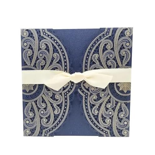 ZHAOYUQI Hochzeitskarte 10 stücke Elegante Blume Hochzeit Einladungen Karte Tasche Karten Druck Braut Dusche Favor Decor Hochzeitseinladungskarten(Blue Cover) von ZHAOYUQI