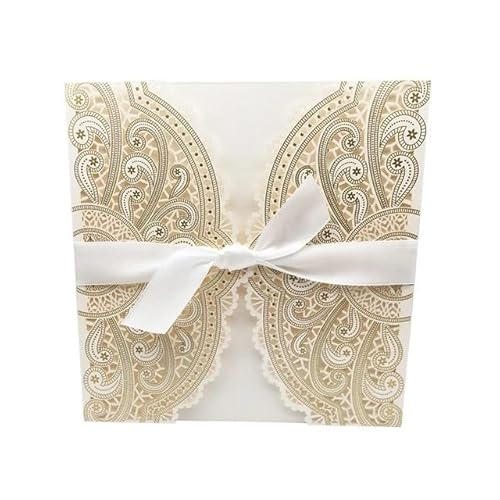 ZHAOYUQI Hochzeitskarte 10 stücke Elegante Blume Hochzeit Einladungen Karte Tasche Karten Druck Braut Dusche Favor Decor Hochzeitseinladungskarten(Ivory Cover) von ZHAOYUQI