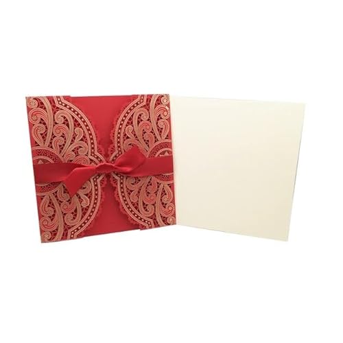 ZHAOYUQI Hochzeitskarte 10 stücke Elegante Blume Hochzeit Einladungen Karte Tasche Karten Druck Braut Dusche Favor Decor Hochzeitseinladungskarten(Red Cover Insert) von ZHAOYUQI