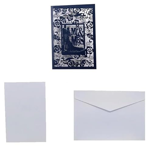 ZHAOYUQI Hochzeitskarte 10 stücke Hochzeitseinladungen Elegante Braut und Bräutigam Einladungskarten for Hochzeit Mariage Party Favor Dekoration Hochzeitseinladungskarten(Black set) von ZHAOYUQI