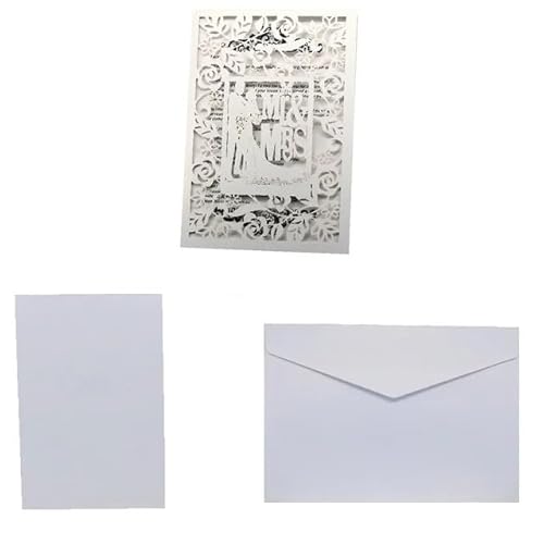 ZHAOYUQI Hochzeitskarte 10 stücke Hochzeitseinladungen Elegante Braut und Bräutigam Einladungskarten for Hochzeit Mariage Party Favor Dekoration Hochzeitseinladungskarten(White set) von ZHAOYUQI