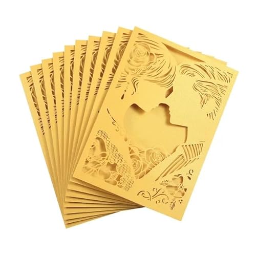ZHAOYUQI Hochzeitskarte 10 teile/paket Hochzeit Einladung Karte Bräutigam Braut Muster Einladungen Shinny 5x7in Größe Hochzeitseinladungskarten(Gold) von ZHAOYUQI