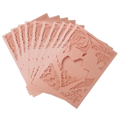 ZHAOYUQI Hochzeitskarte 10 teile/paket Hochzeit Einladung Karte Bräutigam Braut Muster Einladungen Shinny 5x7in Größe Hochzeitseinladungskarten(Pink) von ZHAOYUQI