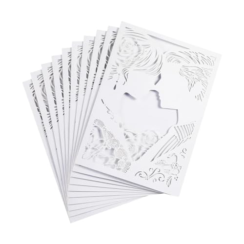 ZHAOYUQI Hochzeitskarte 10 teile/paket Hochzeit Einladung Karte Bräutigam Braut Muster Einladungen Shinny 5x7in Größe Hochzeitseinladungskarten(White) von ZHAOYUQI