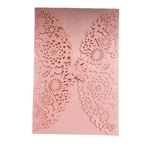 ZHAOYUQI Hochzeitskarte 10 teile/paket Shiny Perle Papier Hochzeit Einladung Karte Blume Geschnitzte 3D Schmetterling Einladungen for Hochzeit Geburtstag Party Hochzeitseinladungskarten(Pink) von ZHAOYUQI
