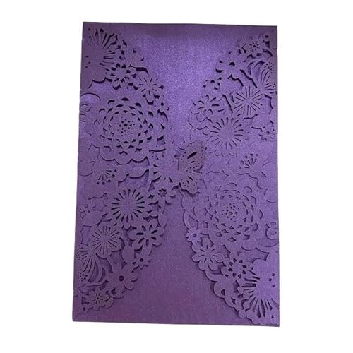 ZHAOYUQI Hochzeitskarte 10 teile/paket Shiny Perle Papier Hochzeit Einladung Karte Blume Geschnitzte 3D Schmetterling Einladungen for Hochzeit Geburtstag Party Hochzeitseinladungskarten(Purple) von ZHAOYUQI