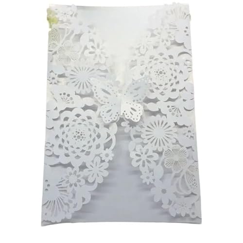 ZHAOYUQI Hochzeitskarte 10 teile/paket Shiny Perle Papier Hochzeit Einladung Karte Blume Geschnitzte 3D Schmetterling Einladungen for Hochzeit Geburtstag Party Hochzeitseinladungskarten(White) von ZHAOYUQI