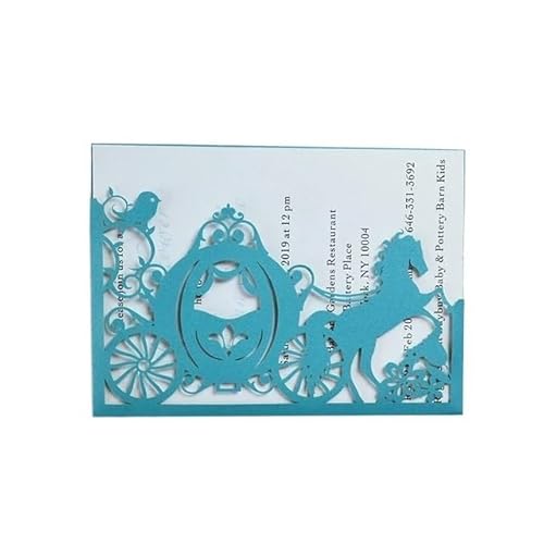 ZHAOYUQI Hochzeitskarte 50 stücke Cinderella Kutsche Tasche Erröten Rosa Hochzeit Einladung Karte Hochzeitseinladungskarten(Blue) von ZHAOYUQI