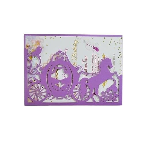ZHAOYUQI Hochzeitskarte 50 stücke Cinderella Kutsche Tasche Erröten Rosa Hochzeit Einladung Karte Hochzeitseinladungskarten(Dark purple) von ZHAOYUQI
