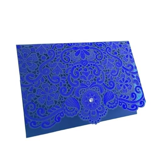 ZHAOYUQI Hochzeitskarte Blau Rosa Rot Gold Hochzeit Einladungen Strass 50 stücke Party Dekoration Vintage Hochzeit Karten Einladung Hochzeitseinladungskarten(Navy Blue) von ZHAOYUQI