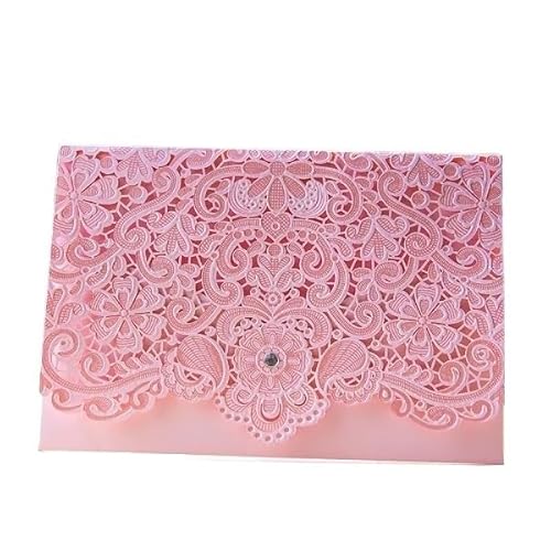 ZHAOYUQI Hochzeitskarte Blau Rosa Rot Gold Hochzeit Einladungen Strass 50 stücke Party Dekoration Vintage Hochzeit Karten Einladung Hochzeitseinladungskarten(Pink) von ZHAOYUQI