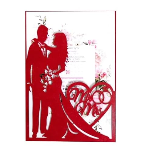 ZHAOYUQI Hochzeitskarte Hochzeitseinladungen, 50 Stück, Valentinstag-Gruß, hohle Hochzeitseinladung, Hochzeits-Liebeseinladung Hochzeitseinladungskarten(Red) von ZHAOYUQI
