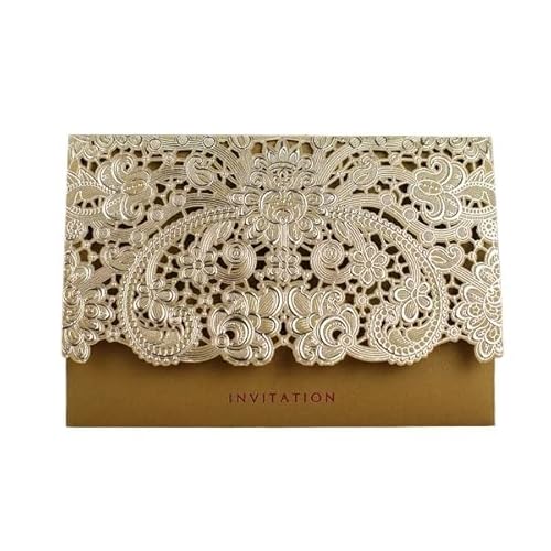 ZHAOYUQI Hochzeitskarte Rosa/Rot/Gold Hochzeitskarten for Gäste mit kostenlosem Druck Geschenkkarte Elegante Hochzeitseinladungskarte Papier 50 Stück Hochzeitseinladungskarten(Gold) von ZHAOYUQI