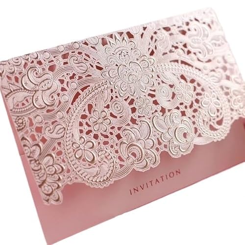 ZHAOYUQI Hochzeitskarte Rosa/Rot/Gold Hochzeitskarten for Gäste mit kostenlosem Druck Geschenkkarte Elegante Hochzeitseinladungskarte Papier 50 Stück Hochzeitseinladungskarten(Pink) von ZHAOYUQI