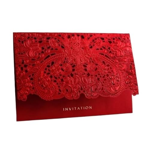 ZHAOYUQI Hochzeitskarte Rosa/Rot/Gold Hochzeitskarten for Gäste mit kostenlosem Druck Geschenkkarte Elegante Hochzeitseinladungskarte Papier 50 Stück Hochzeitseinladungskarten(Red) von ZHAOYUQI