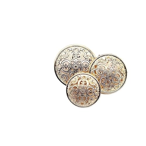 ZHAOYUQI KnöPfe 10 Stück Metallknöpfe, hohl, geschnitzt, handgefertigt, golden, rund, Vintage, Bluse, Jacke, Schnallen for Nähen, Kleidung, Dekor, 15/18/20 mm Buttons(Gold,18MM) von ZHAOYUQI