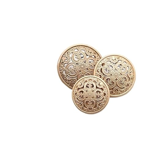ZHAOYUQI KnöPfe 10 Stück Metallknöpfe, hohl, geschnitzt, handgefertigt, golden, rund, Vintage, Bluse, Jacke, Schnallen for Nähen, Kleidung, Dekor, 15/18/20 mm Buttons(Gold 2,20MM) von ZHAOYUQI