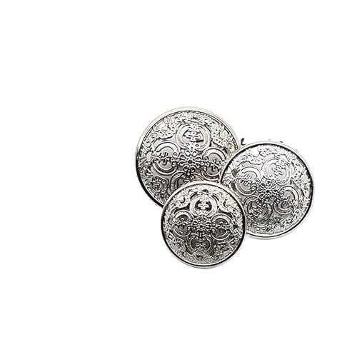 ZHAOYUQI KnöPfe 10 Stück Metallknöpfe, hohl, geschnitzt, handgefertigt, golden, rund, Vintage, Bluse, Jacke, Schnallen for Nähen, Kleidung, Dekor, 15/18/20 mm Buttons(Sliver,15MM) von ZHAOYUQI