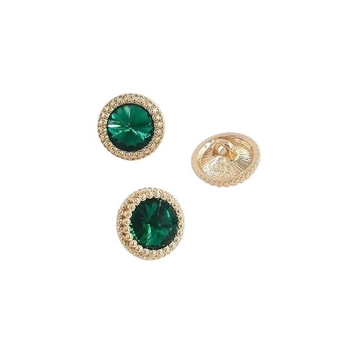 ZHAOYUQI KnöPfe 12,5/15/18/21 MM Strass Runde Taste Mode Decor Schmuck Metall Gold Tasten Von Kleidung Nähen zubehör DIY Buttons(Green Gold,15mm 6pcs) von ZHAOYUQI