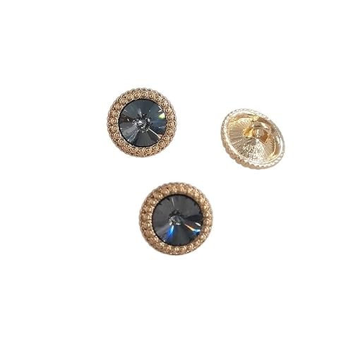 ZHAOYUQI KnöPfe 12,5/15/18/21 MM Strass Runde Taste Mode Decor Schmuck Metall Gold Tasten Von Kleidung Nähen zubehör DIY Buttons(Grey Gold,21mm 6pcs) von ZHAOYUQI