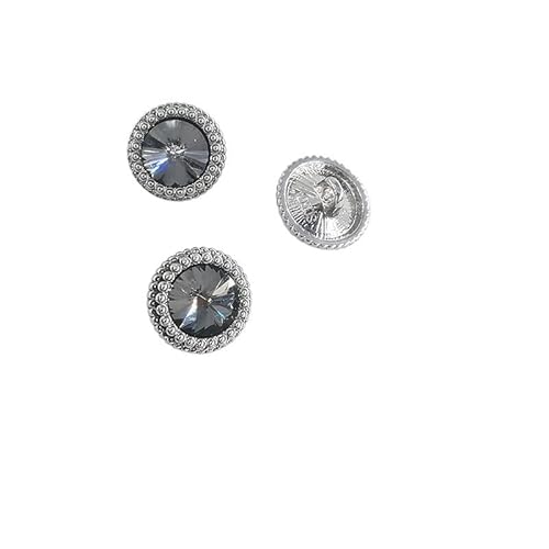 ZHAOYUQI KnöPfe 12,5/15/18/21 MM Strass Runde Taste Mode Decor Schmuck Metall Gold Tasten Von Kleidung Nähen zubehör DIY Buttons(Grey Silver,12.5mm 6pcs) von ZHAOYUQI
