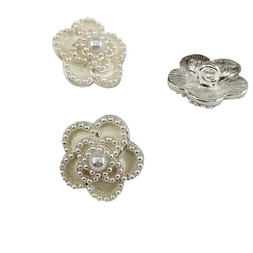 ZHAOYUQI KnöPfe 18/23mm Kamelienknöpfe for Stricken Mode Perlen Schwarz Weiß Metall Schaftknopf Nähzubehör DIY Buttons(Pearl White,18mm 6pcs) von ZHAOYUQI