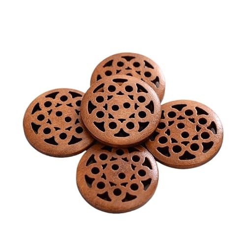 ZHAOYUQI KnöPfe 25mm 30 Stücke Hohl Blumenmuster Holzknöpfe Runde Braun Muster Knöpfe DIY Handwerk for Nähzubehör Buttons(Light Brown) von ZHAOYUQI