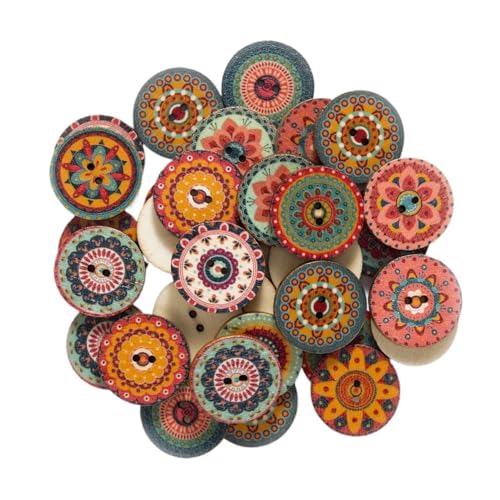 ZHAOYUQI KnöPfe 50/100 Stück Holzknöpfe im Retro-Stil, for Handarbeit, Nähen, Scrapbook, Kleidung, Basteln, Zubehör, Geschenkkarte, Dekor, 15–25 mm Buttons(100pcs Size Mixed) von ZHAOYUQI