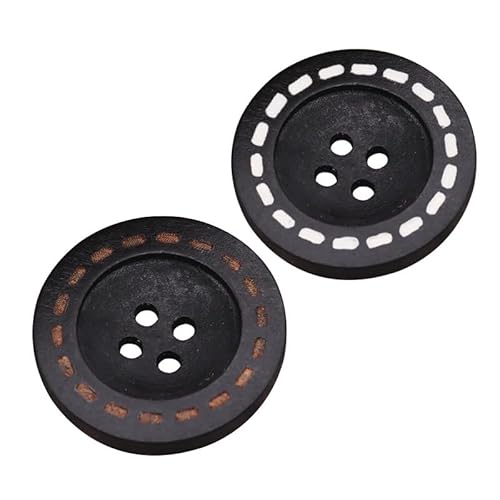 ZHAOYUQI KnöPfe 50 Stück DIY Holzknöpfe Nähzubehör Handarbeit Holzhandwerk Dekoration Kinderkleidung Bekleidung 4 Löcher Retro Rundholzknöpfe Buttons(B Style 50 Pieces,25 mm) von ZHAOYUQI