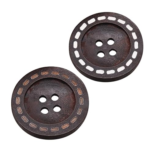 ZHAOYUQI KnöPfe 50 Stück DIY Holzknöpfe Nähzubehör Handarbeit Holzhandwerk Dekoration Kinderkleidung Bekleidung 4 Löcher Retro Rundholzknöpfe Buttons(F Style 50 Pieces,15 mm) von ZHAOYUQI