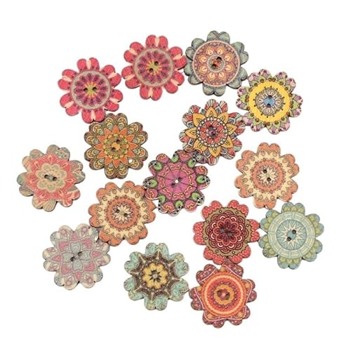 ZHAOYUQI KnöPfe 50 stücke 15/20/25mm Holz Runde Bemalt Nähen Knopf for Kleidung Dekoration Sammelalbum DIY Home Nähzubehör Buttons(B03826,20mm) von ZHAOYUQI