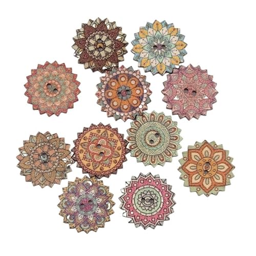 ZHAOYUQI KnöPfe 50 stücke 15/20/25mm Holz Runde Bemalt Nähen Knopf for Kleidung Dekoration Sammelalbum DIY Home Nähzubehör Buttons(B03828,25mm) von ZHAOYUQI