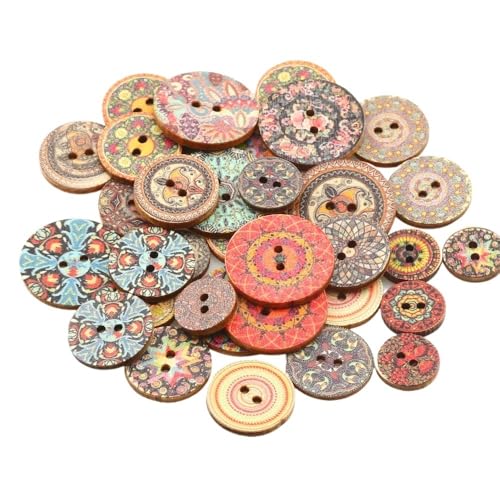 ZHAOYUQI KnöPfe 50 stücke 15/20/25mm Holz Runde Bemalt Nähen Knopf for Kleidung Dekoration Sammelalbum DIY Home Nähzubehör Buttons(B05003,15mm) von ZHAOYUQI