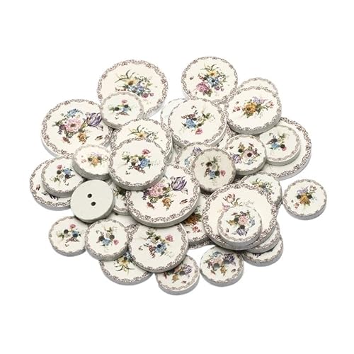 ZHAOYUQI KnöPfe 50 stücke 15/20/25mm Holz Runde Bemalt Nähen Knopf for Kleidung Dekoration Sammelalbum DIY Home Nähzubehör Buttons(B07856,20mm) von ZHAOYUQI