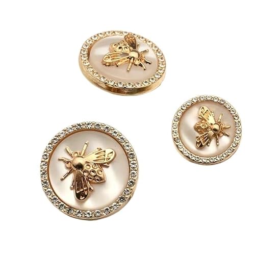 ZHAOYUQI KnöPfe 6 Pcs Metall Gold Dekor Strass Knöpfe Diamant for Kleidung Mantel Strickjacke Pullover Nähen Handarbeiten Zubehör Buttons(White,18mm) von ZHAOYUQI