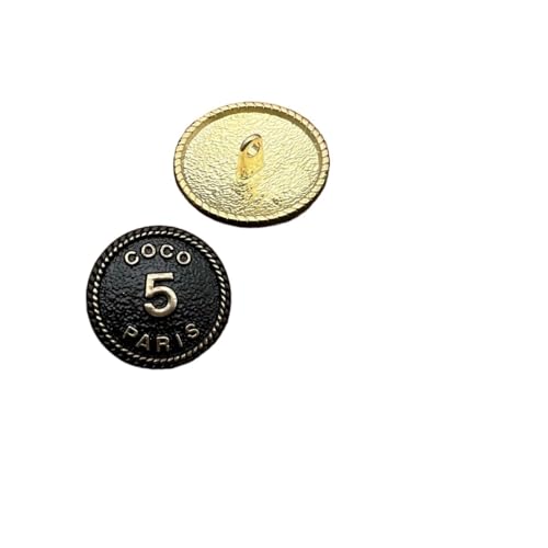 ZHAOYUQI KnöPfe 6 Stück Gold Schwarz Weiß 5 Fünf Zahlen Runde Metallknöpfe for Kleidung DIY Nähzubehör Dekorknöpfe Buttons(Noir,20mm) von ZHAOYUQI