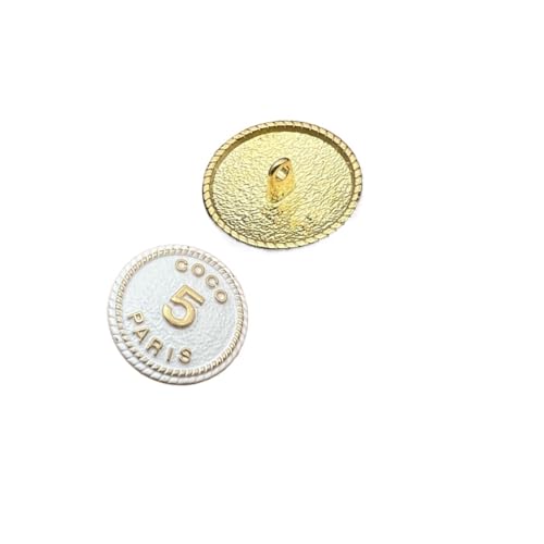 ZHAOYUQI KnöPfe 6 Stück Gold Schwarz Weiß 5 Fünf Zahlen Runde Metallknöpfe for Kleidung DIY Nähzubehör Dekorknöpfe Buttons(White,20mm) von ZHAOYUQI