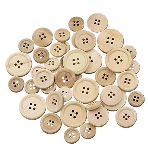 ZHAOYUQI KnöPfe Holzknöpfe, Naturfarbe, rund, 4 Löcher, Knöpfe for Nähen, for Zuhause, DIY, Nähzubehör, 15/20/25 mm, 50 Stück Buttons(Mixed) von ZHAOYUQI