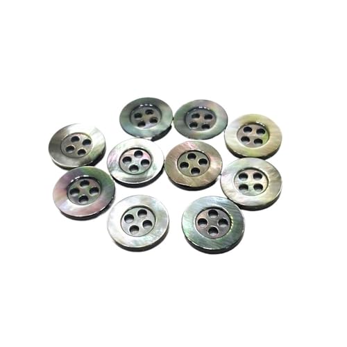 ZHAOYUQI KnöPfe Weißer Muschelknopf, 10 mm, Muschelknöpfe, Zwei Löcher, Werkstück for Handarbeiten, 100 Stück/Packung Buttons(1204 Black 4holes,15mm) von ZHAOYUQI