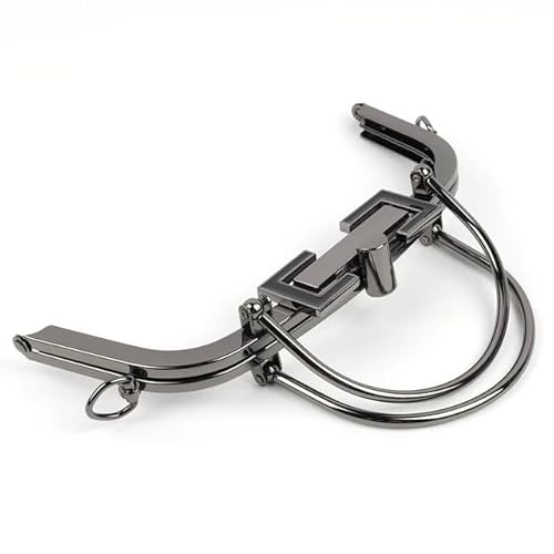 ZHAOYUQI Metall Taschenrahmen 20,5 cm Vintage Griff Metallrahmen Kiss Lock Nähen Handwerk Handtasche Mund Gold Schwarz Taschen Teil DIY Ersatz Brieftasche Mithelfer Metall GeldböRse Rahmen(Noir) von ZHAOYUQI