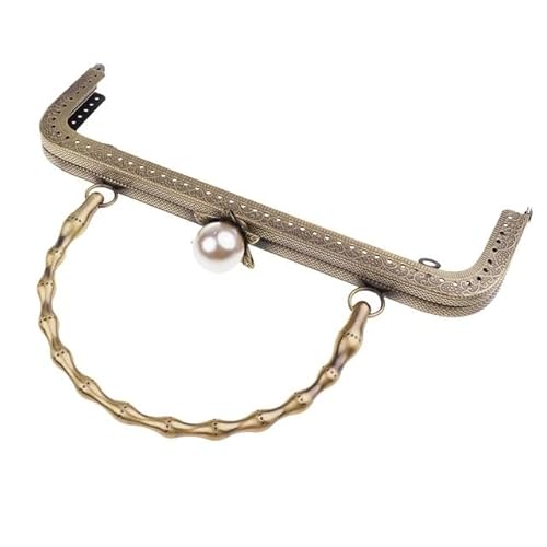 ZHAOYUQI Metall Taschenrahmen 20 cm Retro-Geldbörse, Tasche, Clutch, DIY-Handwerk, Metallrahmen, Perlen-Perlenkopf-Verschluss Metall GeldböRse Rahmen(Bronze) von ZHAOYUQI