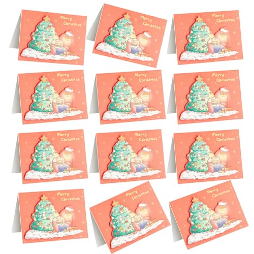 ZHAPEG 3D-Weihnachtskarten, 9,1 x 12,7 cm, Weihnachtsgrußkarte, Winterurlaub, Grußkarte, Neujahrskarte für Freunde, 30 Stück von ZHAPEG
