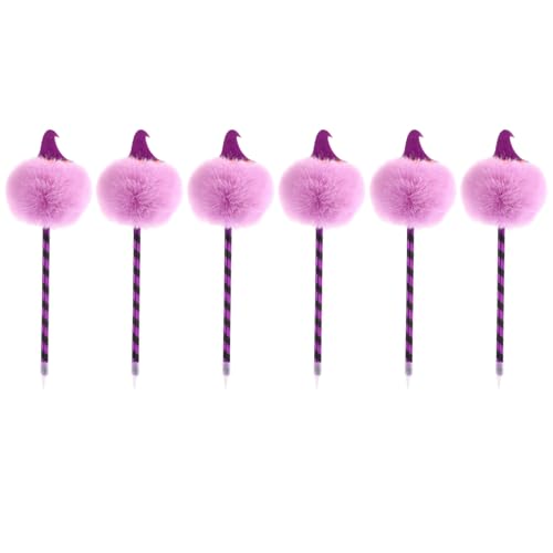 ZHAPEG 6 x Pompons Kugelschreiber, 0,7 mm, dekorativer Stift für Halloween, glattes Schreiben, Schreibwaren für Schüler von ZHAPEG
