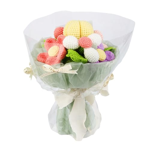 ZHAPEG Häkelblumenstrauß-Kits, Blumengehäkel-Starter-Kits, Häkel-Bouquet-Kits, Häkelpflanzen-Kits für Heimdekoration von ZHAPEG