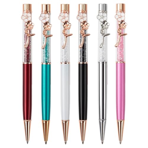 ZHAPEG Kristall-Kugelschreiber mit Blumenstift, Clip, Signierstift, glattes Schreiben, für Frauen, Mädchen, Studenten, 6 Stück ZHAPEG Kristall-Kugelschreiber mit Blumenstift, Clip, Signierstift, glattes Schreiben, für Frauen, Mädchen, Studenten, 6 Stück von ZHAPEG