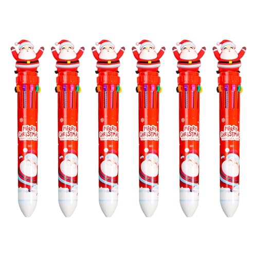 ZHAPEG Kugelschreiber, Cartoon-Weihnachts-Kugelschreiber, 10-in-1, mehrfarbig, Kugelschreiber, Büro, Schulbedarf für Studenten, 6 Stück ZHAPEG Kugelschreiber, Cartoon-Weihnachts-Kugelschreiber, 10-in-1, mehrfarbig, Kugelschreiber, Büro, Schulbedarf für Studenten, 6 Stück von ZHAPEG