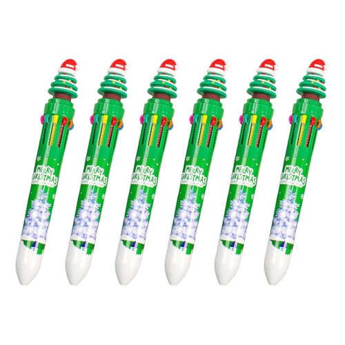 ZHAPEG Kugelschreiber, Cartoon-Weihnachts-Kugelschreiber, 10-in-1, mehrfarbig, Kugelschreiber, Büro, Schulbedarf für Studenten, 6 Stück ZHAPEG Kugelschreiber, Cartoon-Weihnachts-Kugelschreiber, 10-in-1, mehrfarbig, Kugelschreiber, Büro, Schulbedarf für Studenten, 6 Stück von ZHAPEG